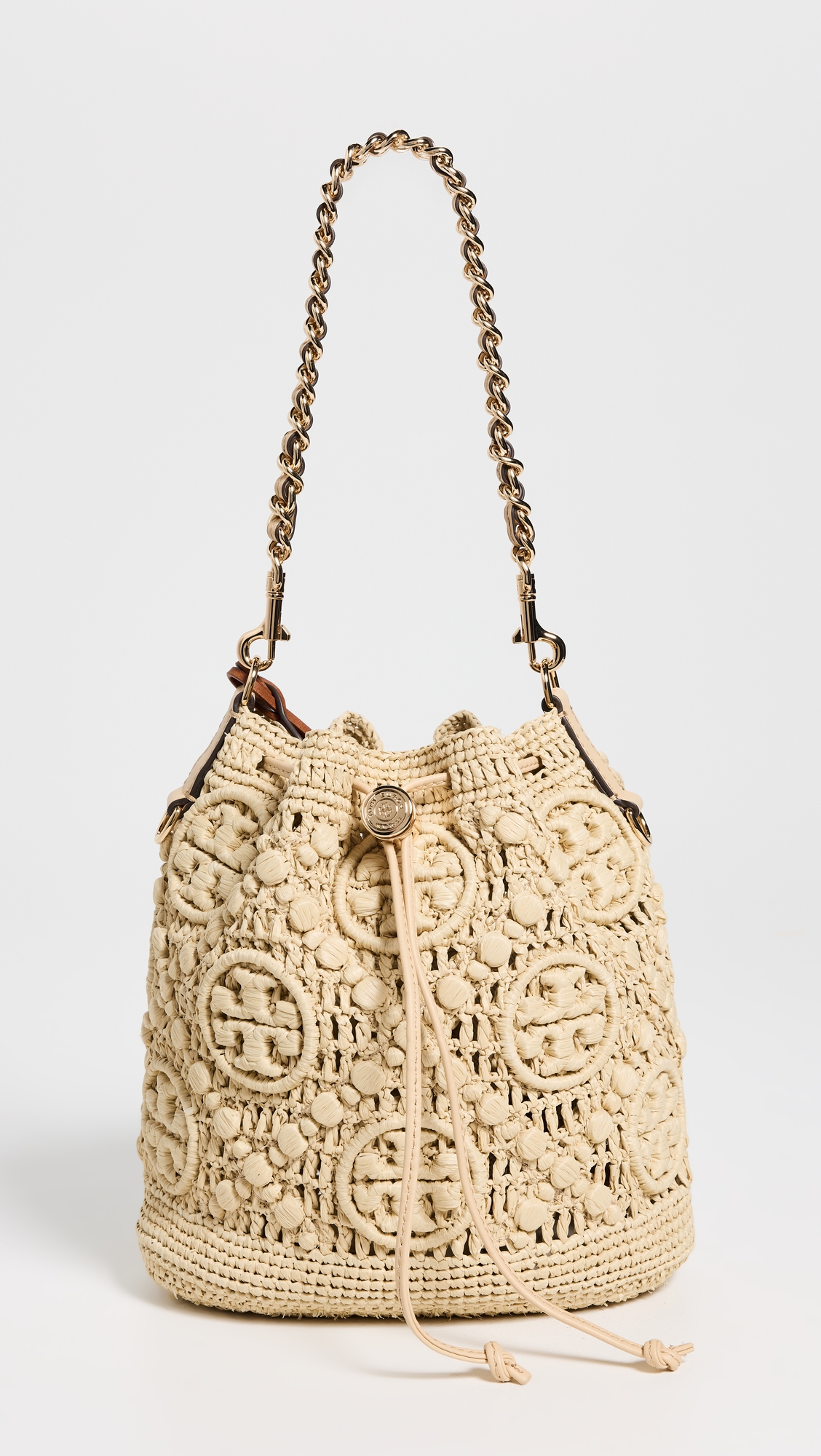 Tory Burch T Monogram Raffia Bucket Bag