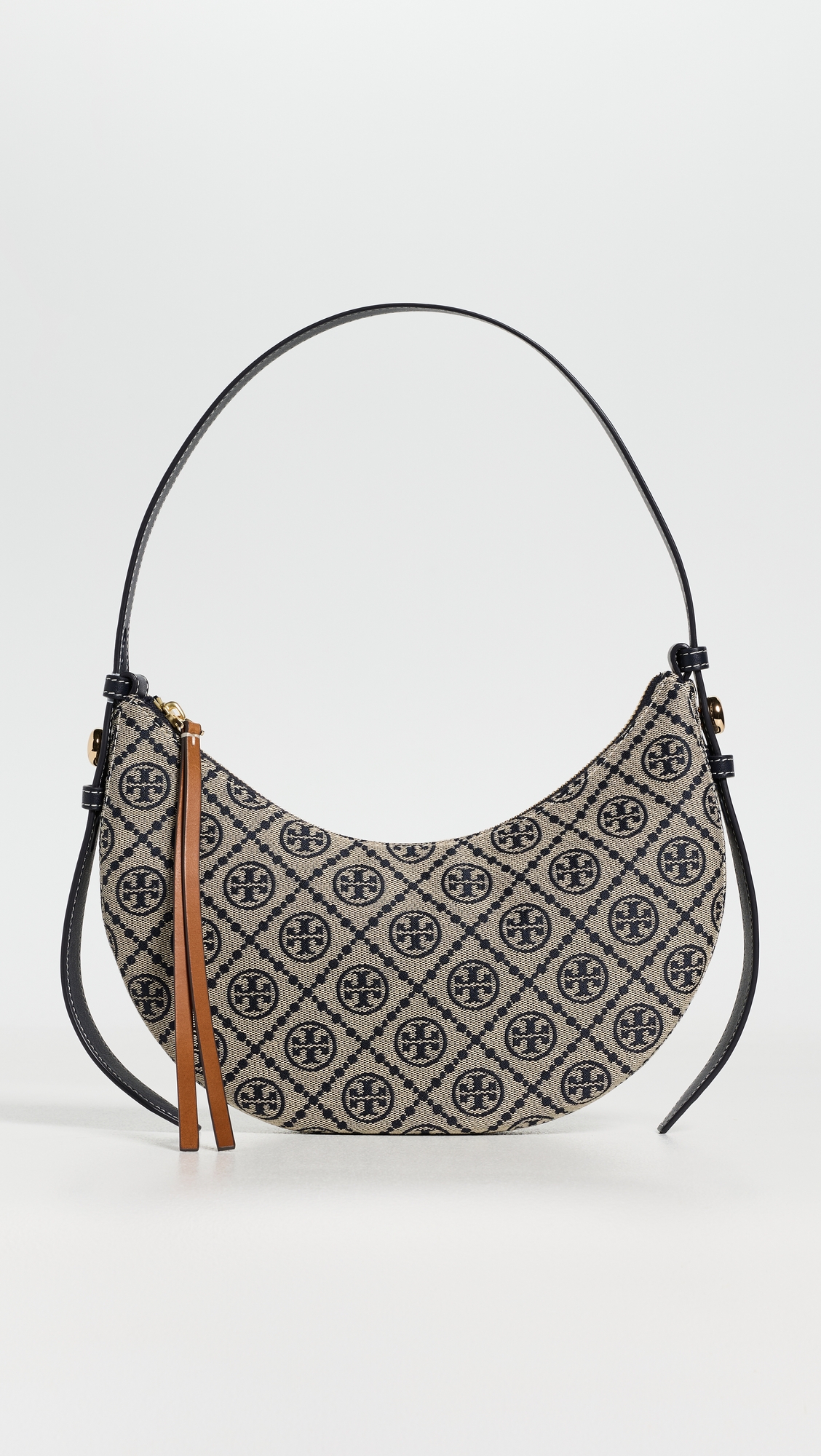 حقيبة كتف Romy T Monogram Half Moon