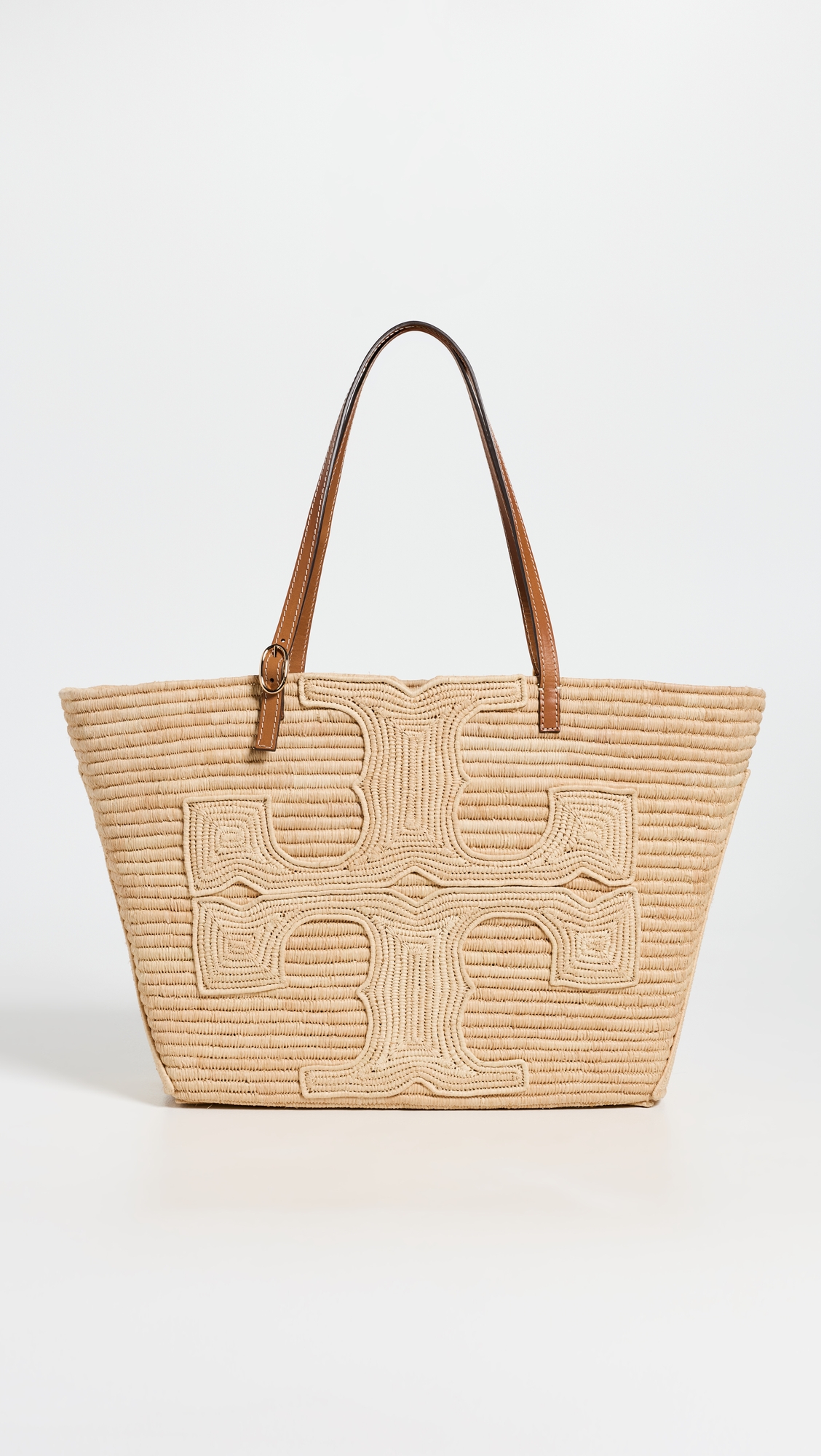 Tory Burch Ella Structured Straw Large Tote Bag