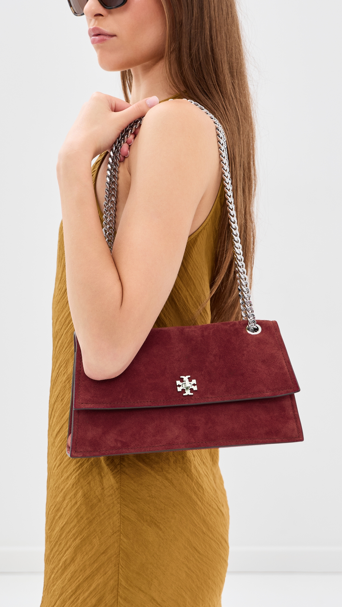 Tory Burch Kira Turnlock Suede Shoulder Bag